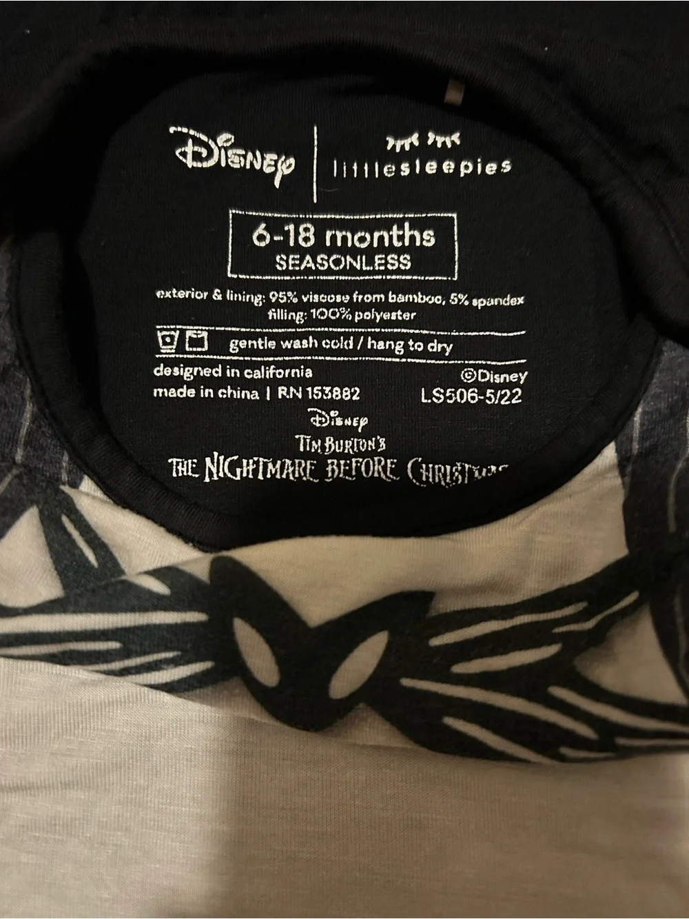 Little Sleepies Nightmare Before Christmas Jack Skellington Sleep Sack 6-18mo